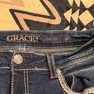 Grace Women's Dark Blue Easy Fit Jeans
